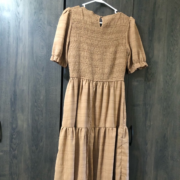 Amazon Brown Smocked Maxi Dress with Puff Sleeves - Picture 7 of 7